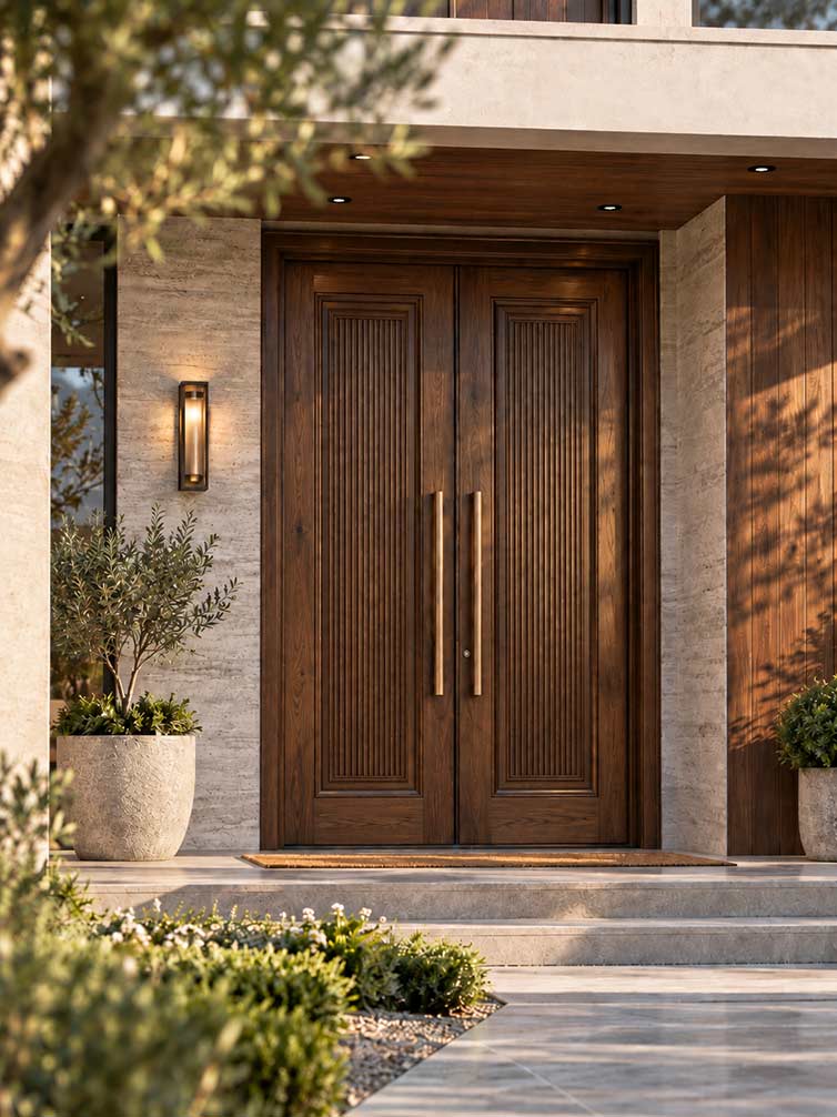 Grand Double-Leaf Solid Wood Entrance Door